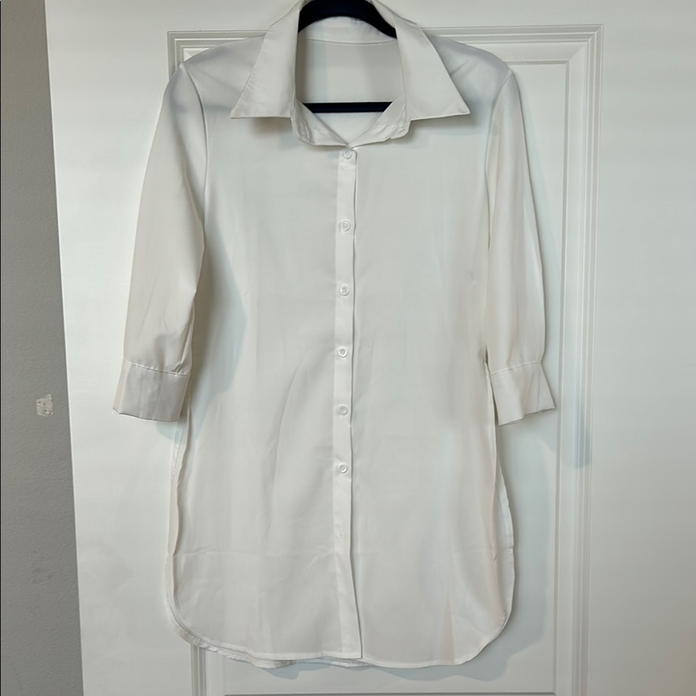 White Button-Up Shirt Dress